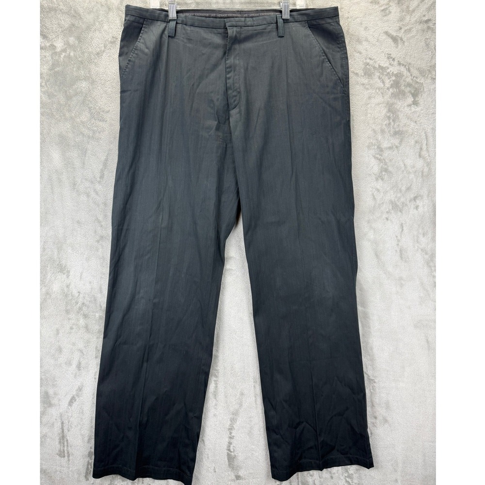 Armani Exchange AX Mens Black Cotton Blend Straight Leg Dress Pants Trousers 36R